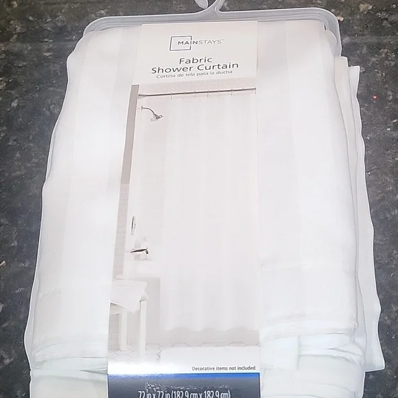 NWT Fabric White Striped Shower Curtain 72"in x 72" - Picture 1 of 8